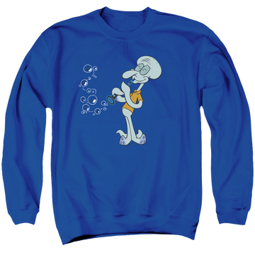 Royal men's crewneck sweatshirt with SpongeBob SquarePants Squidward’S Clarinet graphic