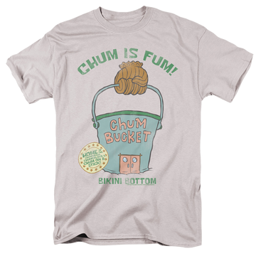 Silver men's regular fit t-shirt with SpongeBob SquarePants Chum Bucket graphic