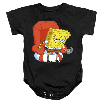 Black baby bodysuit with SpongeBob SquarePants Head Out Meme graphic