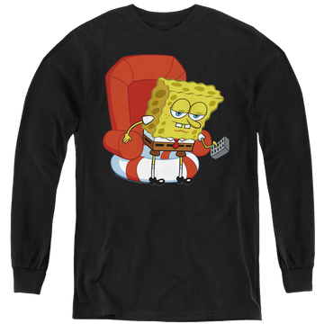 Black youth long sleeve t-shirt with SpongeBob SquarePants Head Out Meme graphic
