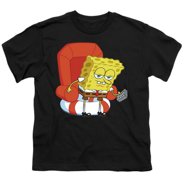 Black youth t-shirt for ages 8 to 12 with SpongeBob SquarePants Head Out Meme graphic