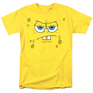 Yellow men's regular fit t-shirt with SpongeBob SquarePants Angry Face graphic