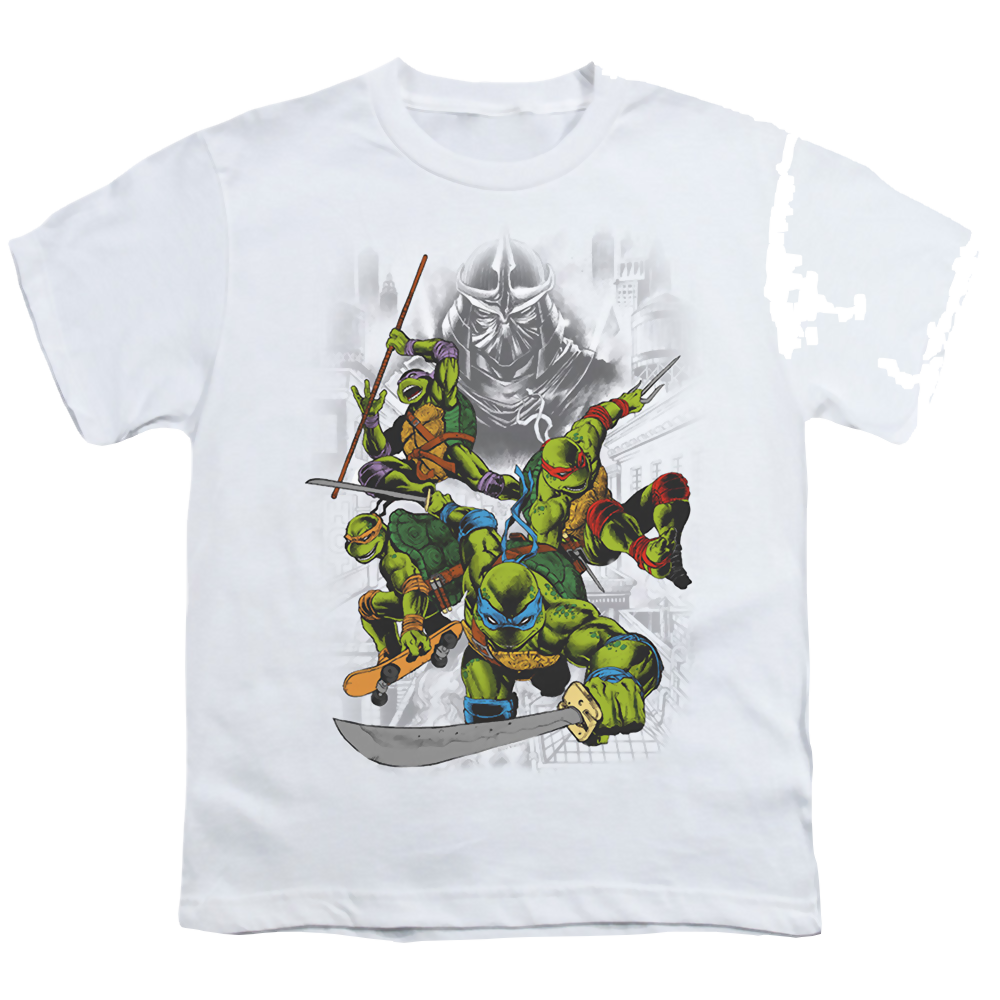 Teenage Mutant Ninja Turtles Shredder And Turtles Comic - Youth T-Shirt Youth T-Shirt (Ages 8-12) Teenage Mutant Ninja Turtles   