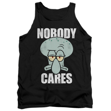 Black men's tank with SpongeBob SquarePants Nobody Cares Meme graphic