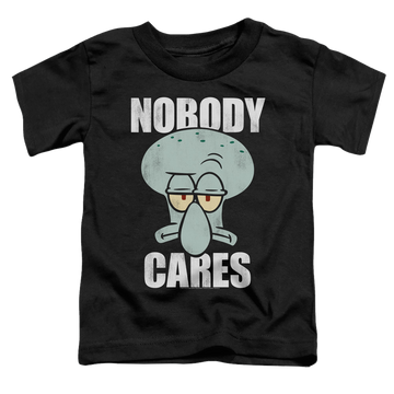 Black toddler t-shirt with SpongeBob SquarePants Nobody Cares Meme graphic