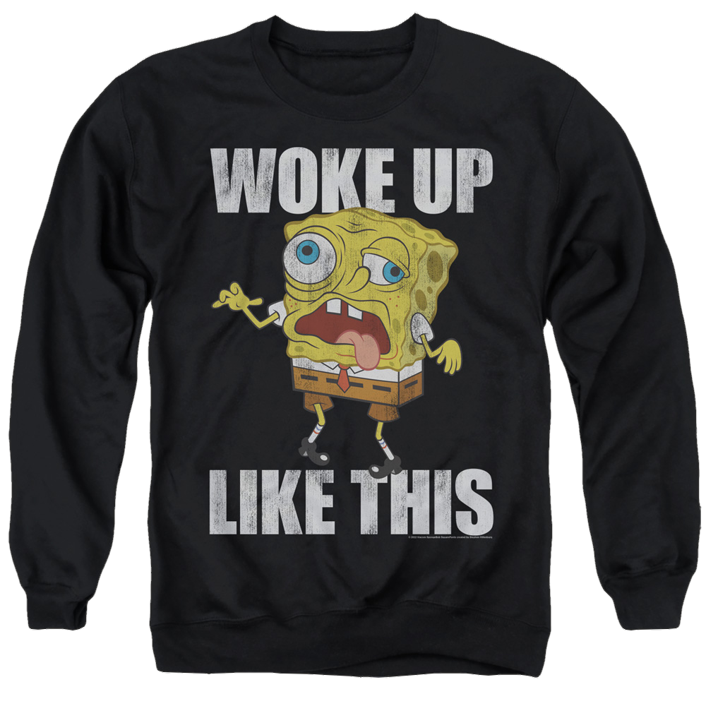 SpongeBob SquarePants Woke Up Like This Meme - Men's Crewneck Sweatshirt Men's Crewneck Sweatshirt SpongeBob SquarePants   