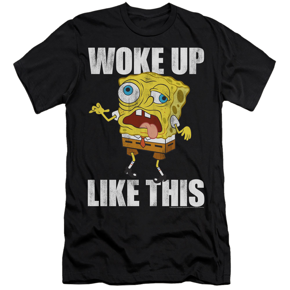 SpongeBob SquarePants Woke Up Like This Meme - Men's Premium Slim Fit T-Shirt Men's Premium Slim Fit T-Shirt SpongeBob SquarePants   