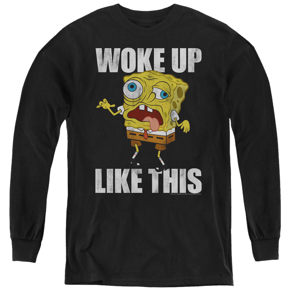 SpongeBob SquarePants Woke Up Like This Meme - Youth Long Sleeve T-Shirt Youth Long Sleeve T-Shirt SpongeBob SquarePants   