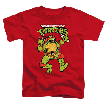 Red kid's t-shirt for ages 4 to 7 with Teenage Mutant Ninja Turtles Retro Raph graphic