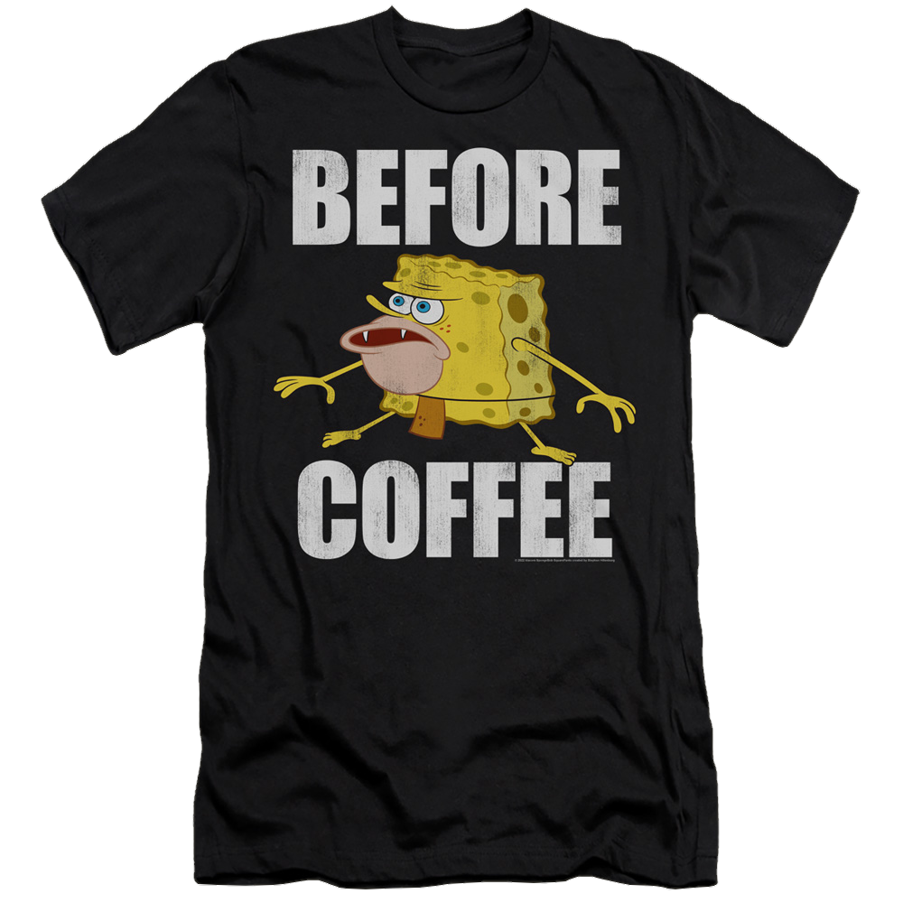 SpongeBob SquarePants Before Coffee Meme - Men's Premium Slim Fit T-Shirt Men's Premium Slim Fit T-Shirt SpongeBob SquarePants   