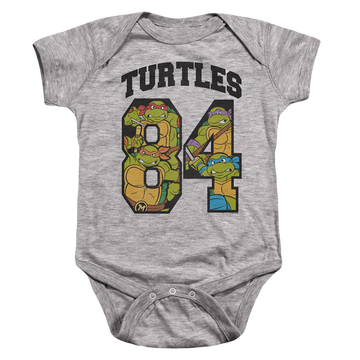 Athletic heather baby bodysuit with Teenage Mutant Ninja Turtles Turtles 84 graphic