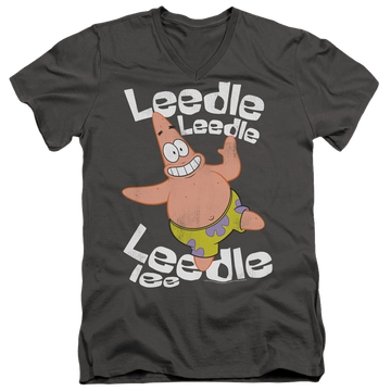 Charcoal men's v-neck t-shirt with SpongeBob SquarePants Singing Patrick graphic