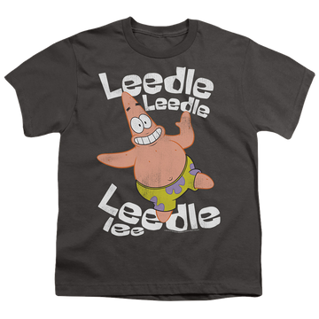 Charcoal youth t-shirt for ages 8 to 12 with SpongeBob SquarePants Singing Patrick graphic