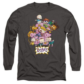 Charcoal men's long sleeve t-shirt with Rugrats Chair graphic