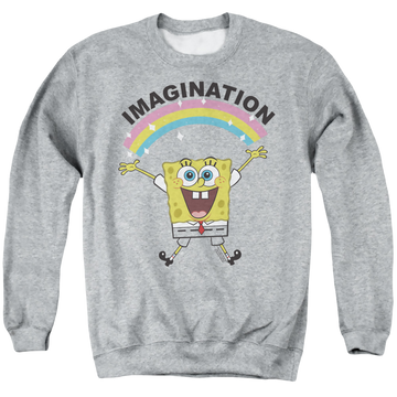 Athletic heather men's crewneck sweatshirt with SpongeBob SquarePants Simple Imagination graphic