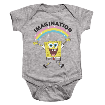 Athletic heather baby bodysuit with SpongeBob SquarePants Simple Imagination graphic
