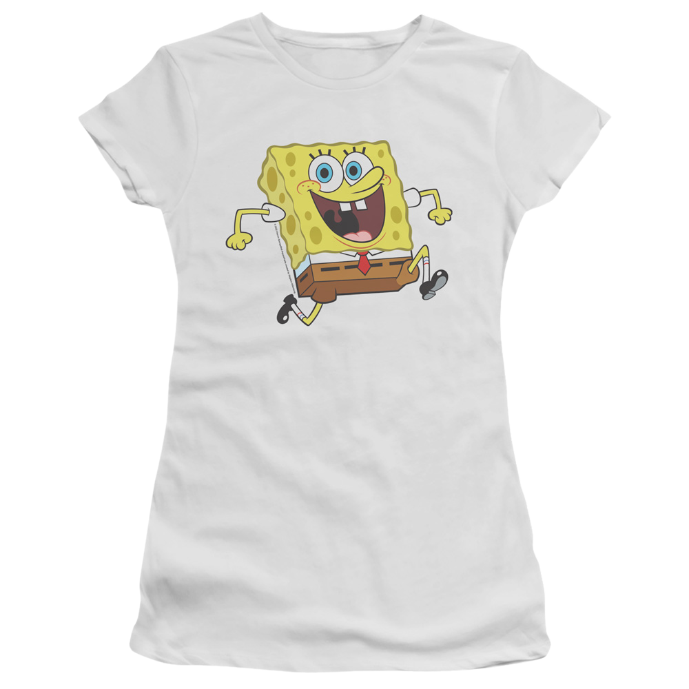 SpongeBob SquarePants Happy Running Spongebob - Juniors T-Shirt Juniors T-Shirt SpongeBob SquarePants   