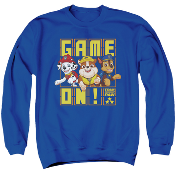 Royal men's crewneck sweatshirt with Paw Patrol Game On Team Paw graphic