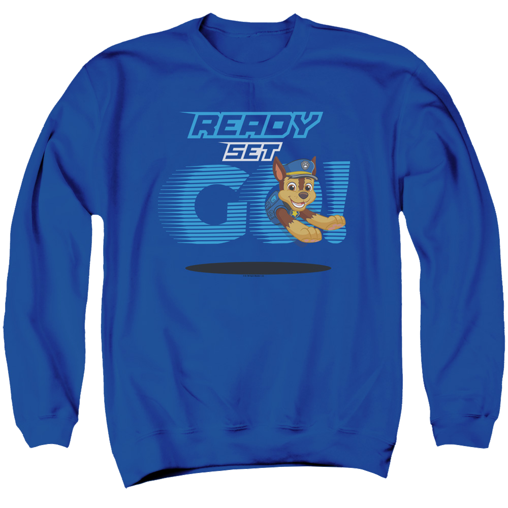 Paw Patrol Ready Set Go! Chase - Men's Crewneck Sweatshirt Men's Crewneck Sweatshirt Paw Patrol   