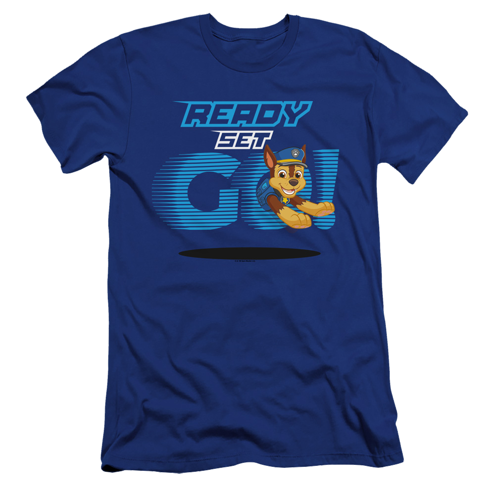 Paw Patrol Ready Set Go! Chase - Men's Premium Slim Fit T-Shirt Men's Premium Slim Fit T-Shirt Paw Patrol   