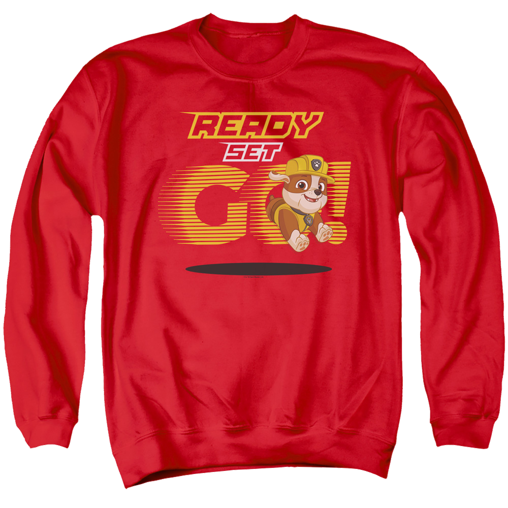 Paw Patrol Ready Set Go! Rubble - Men's Crewneck Sweatshirt Men's Crewneck Sweatshirt Paw Patrol   