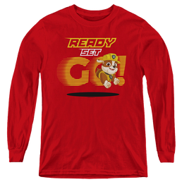 Paw Patrol Ready Set Go! Rubble - Youth Long Sleeve T-Shirt Youth Long Sleeve T-Shirt Paw Patrol   