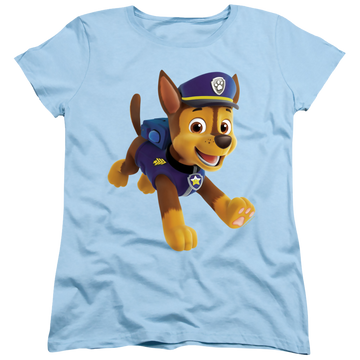 Light blue women's t-shirt with Paw Patrol Chase graphic
