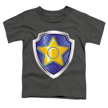 Charcoal toddler t-shirt with Paw Patrol Chase Badge graphic