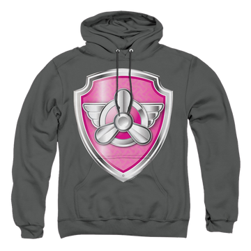 Charcoal pullover hoodie with Paw Patrol Skye Badge graphic