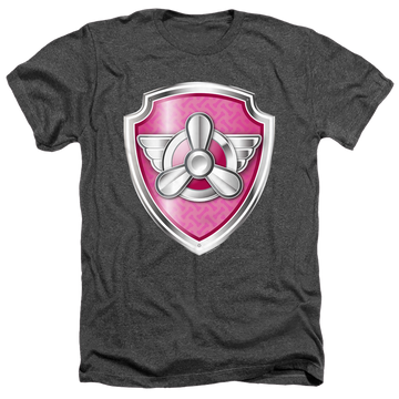 Charcoal men's heather t-shirt with Paw Patrol Skye Badge graphic