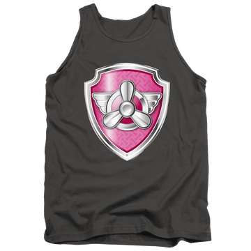 Charcoal men's tank with Paw Patrol Skye Badge graphic
