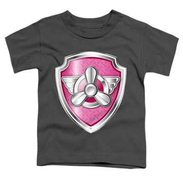 Charcoal toddler t-shirt with Paw Patrol Skye Badge graphic