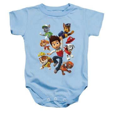 Light blue baby bodysuit with Paw Patrol Ryder’S Pups graphic
