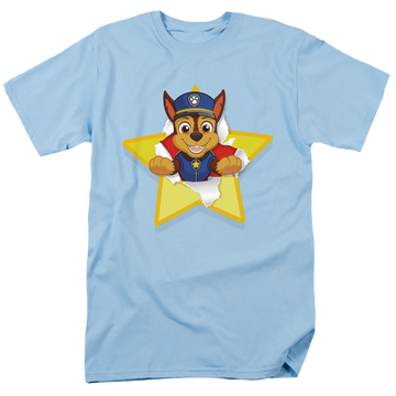 Light blue men's regular fit t-shirt with Paw Patrol Chase Torn Star graphic