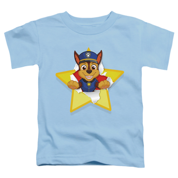 Light blue toddler t-shirt with Paw Patrol Chase Torn Star graphic