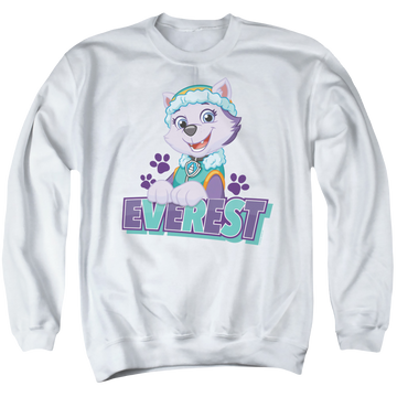 White men's crewneck sweatshirt with Paw Patrol Everest graphic