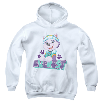 White youth hoodie for ages 8 to 12 with Paw Patrol Everest graphic