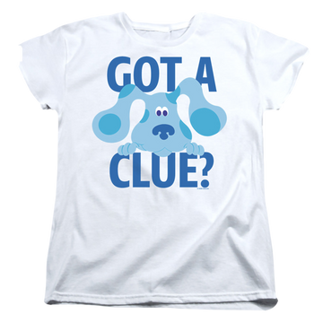White women's t-shirt with Blue's Clues Get A Clue graphic