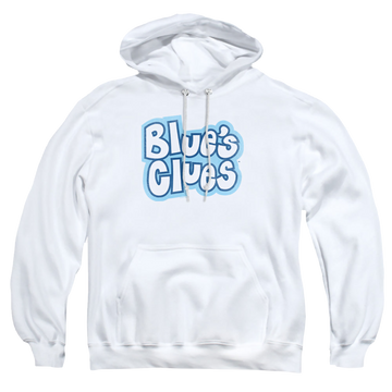 White pullover hoodie with Blue's Clues Vintage Logo graphic