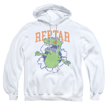 White pullover hoodie with Rugrats Reptar Shirt Rip graphic