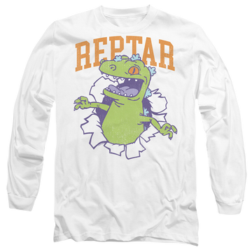 White men's long sleeve t-shirt with Rugrats Reptar Shirt Rip graphic
