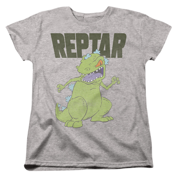 Athletic heather women's t-shirt with Rugrats Reptar Big graphic