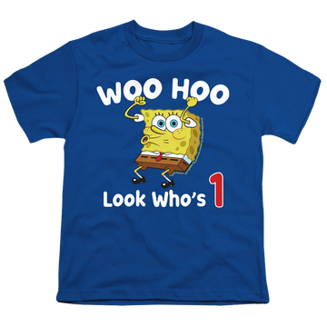 Royal youth t-shirt for ages 8 to 12 with SpongeBob SquarePants Woo Hoo Birthday graphic