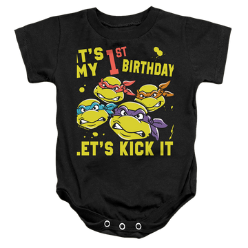 Black baby bodysuit with Teenage Mutant Ninja Turtles Outta My Way graphic