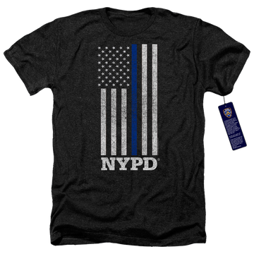 Charcoal men's heather t-shirt with New York City Thin Blue Line graphic