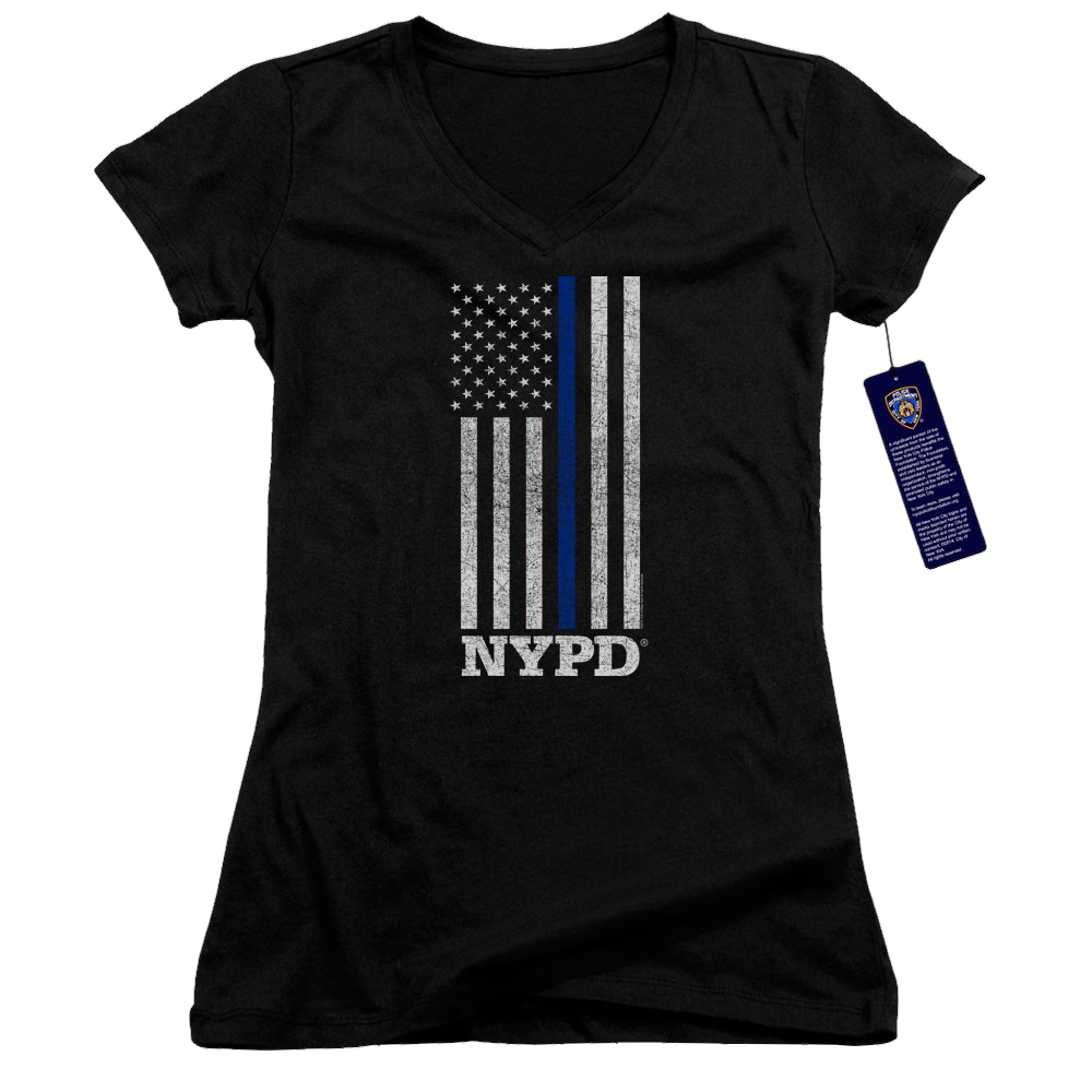 New York City Thin Blue Line Juniors V-Neck T-Shirt Juniors V-Neck T-Shirt New York City   