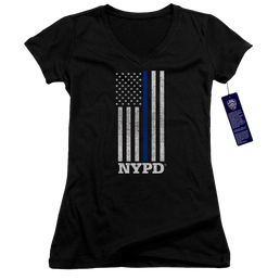 New York City Thin Blue Line Juniors V-Neck T-Shirt Juniors V-Neck T-Shirt New York City   