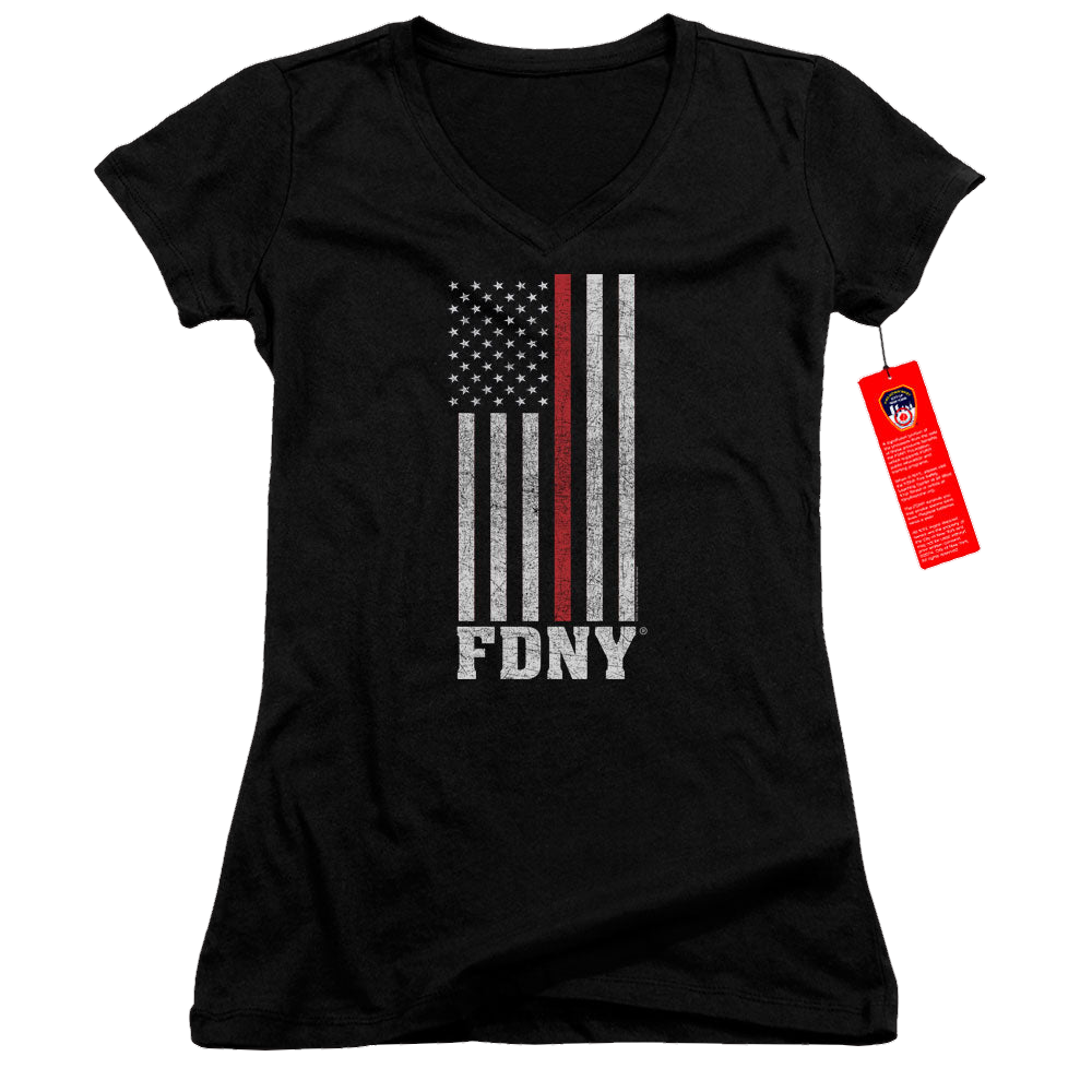 NYC Thin Red Line - Juniors V-Neck T-Shirt Juniors V-Neck T-Shirt New York City   