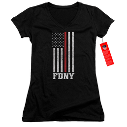 NYC Thin Red Line - Juniors V-Neck T-Shirt Juniors V-Neck T-Shirt New York City   