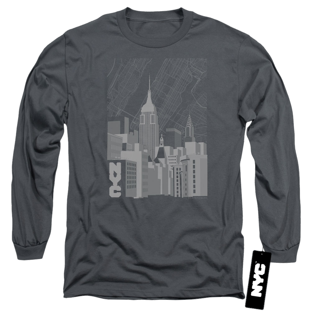 New York City Manhattan Monochrome Men's Long Sleeve T-Shirt Men's Long Sleeve T-Shirt New York City   